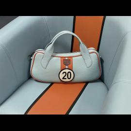 Handtasche n° 20 aus Leder Hergestellt in Italien Hellblau / Orange