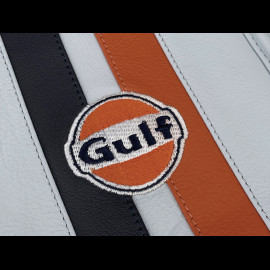 Gulf Shoulder Bag Racing in Leather Silvertsone Light Blue GU252ACM02-125