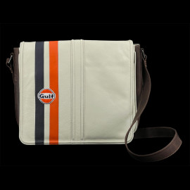 Gulf Umhängetasche Racing aus Leder Silvertsone Hellbeige GU252ACM02-001