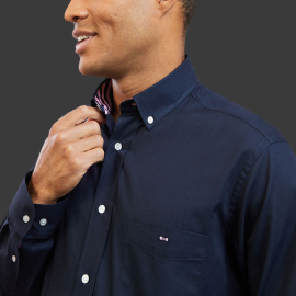 Eden Park Hemd mit Stickerei auf der Rückseite Marineblau H23CHECL0013 - Herren