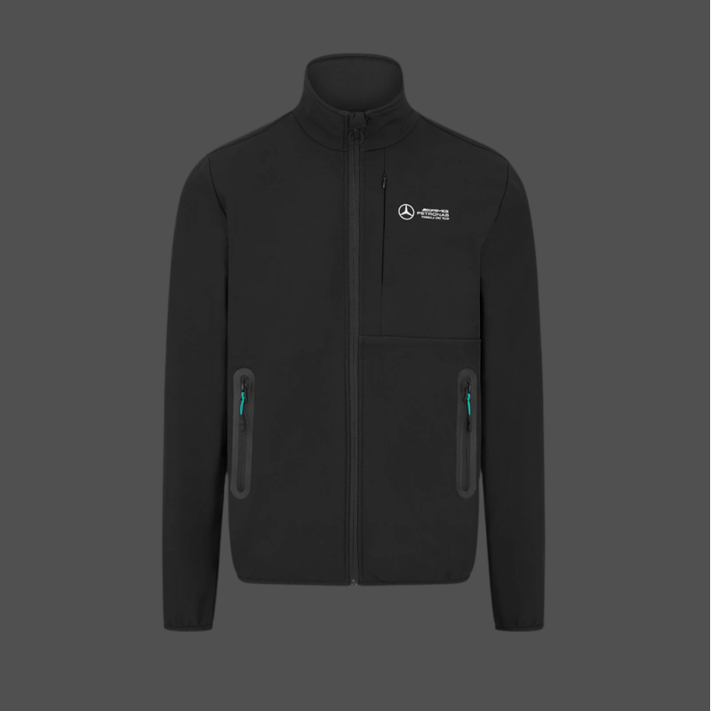 Mercedes Jacke Günstige AMG Petronas Softshell F1 Team Hamilton / Russell / Antonelli Schwarz 701227029-001 - herren