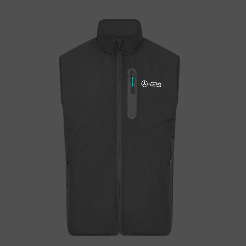 Mercedes Jacke Günstige AMG Petronas Ärmellose Jacke F1 Team Hamilton / Russell / Antonelli Schwarz 701227030-001 - herren