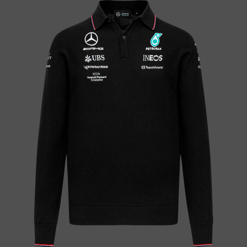 Mercedes Poloshirt Günstige F1 Hamilton / Russel / Antonelli mit langen Ärmeln Puma Schwarz 701224811 001 - Herren