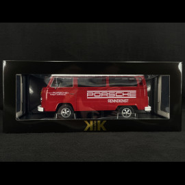 Volkswagen Combi T2B Bus Porsche Renndienst Stuttgart Zuffenhausen 1972 Rot / Weiß Fuschs Felgen  1/18 KK Scale KKDC181364F