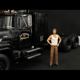 Set von Lastwagen Mack RL 700L 1974 Schwarz Convoy + Rubber Duck Figur 1/18 Road Kings