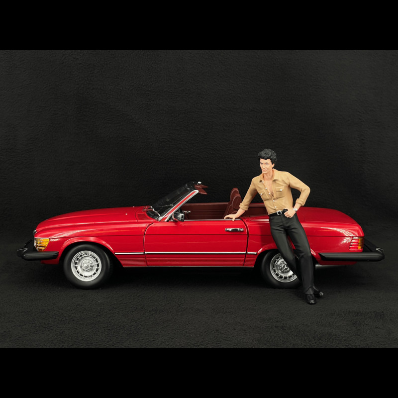 Set of Mercedes 450 SL R107 1985 Red US Version + Bobby Ewing Dallas Figurine 1/12 KK Scale