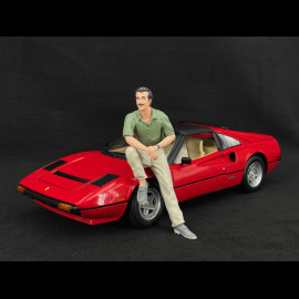 Set of Ferrari 308 GTS Quattrovalvole 1982 Red US Version + Thomas Magnum Figurine 1/12 KK Scale