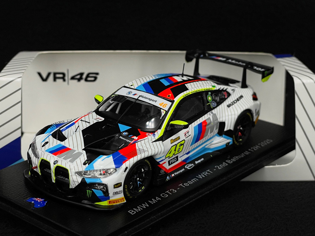 BMW M4 GT3 n° 46 2nd 12h Bathurst 2025 Valentino Rossi 1/43 Spark