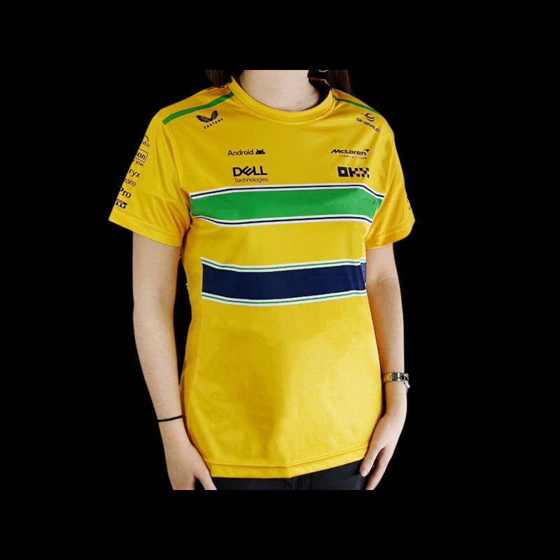 McLaren T-Shirt F1 Team Ayrton Senna Monaco GP Yellow TM10678 - Women's