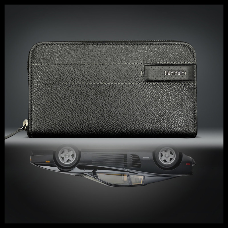 Ferrari Wallet / Purse Black Leather Made in Italy 13056BLK0