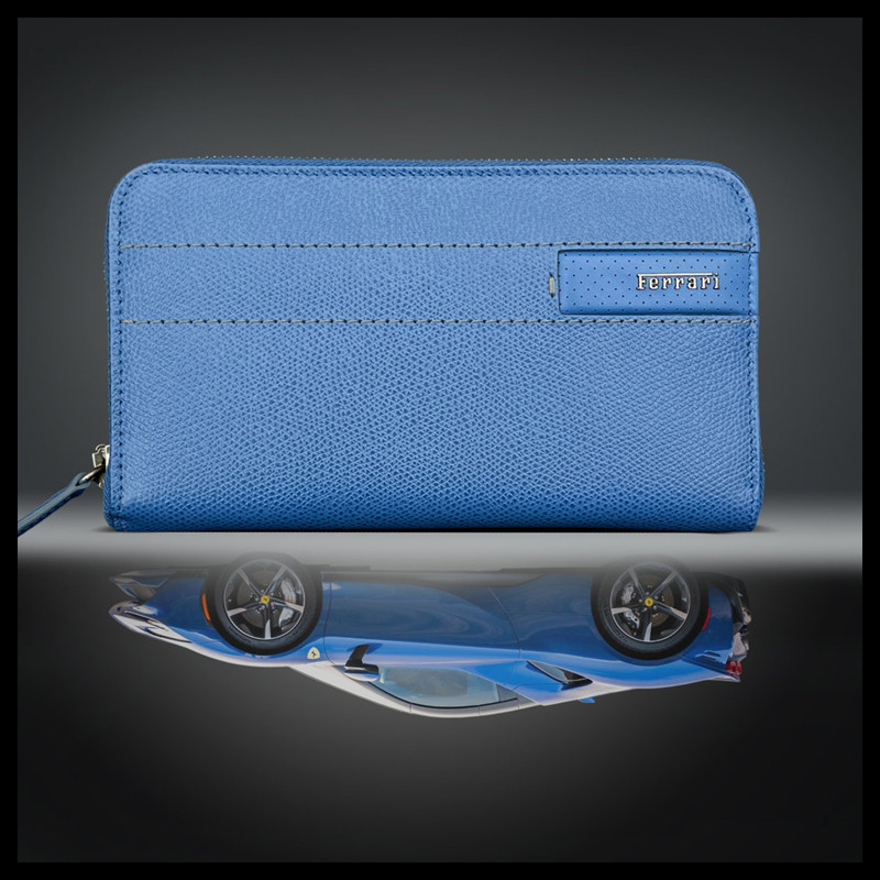 Ferrari Wallet / Purse Blue Leather Made in Italy 13056BLU0