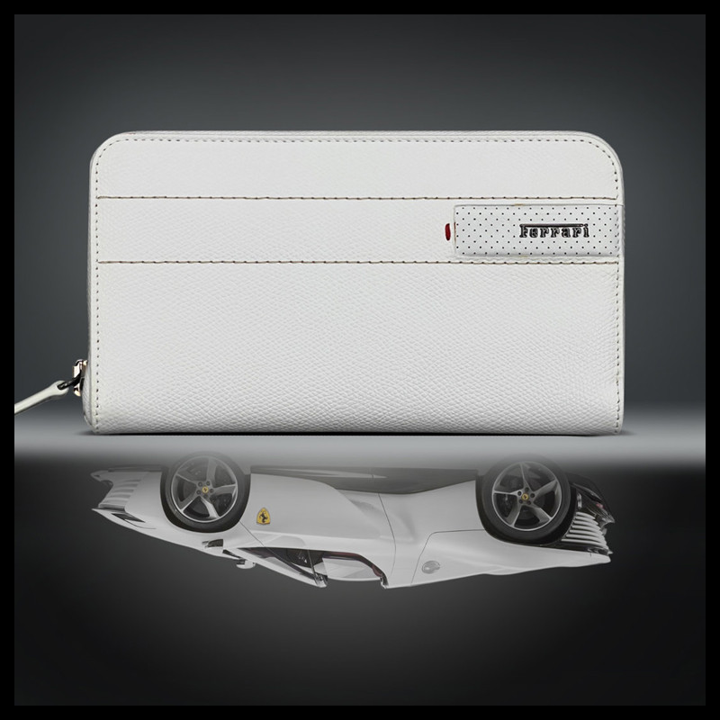 Zweite Wahl : Ferrari Geldbörse Weiß Leder Gefertigt in Italien 13056WHT0