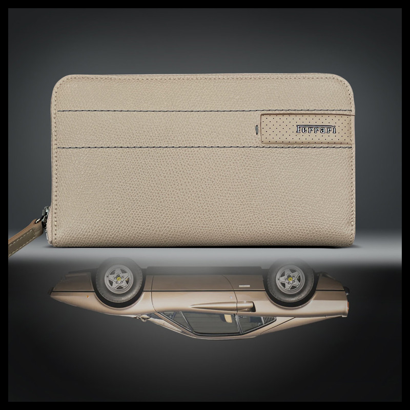 Ferrari Geldbörse Beige Leder Gefertigt in Italien 13056RCP0