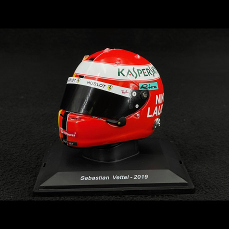 Miniature Casque Sebastian Vettel Ferrari F1 2019 - Échelle 1:5 - Avec Vitrine - Neuf