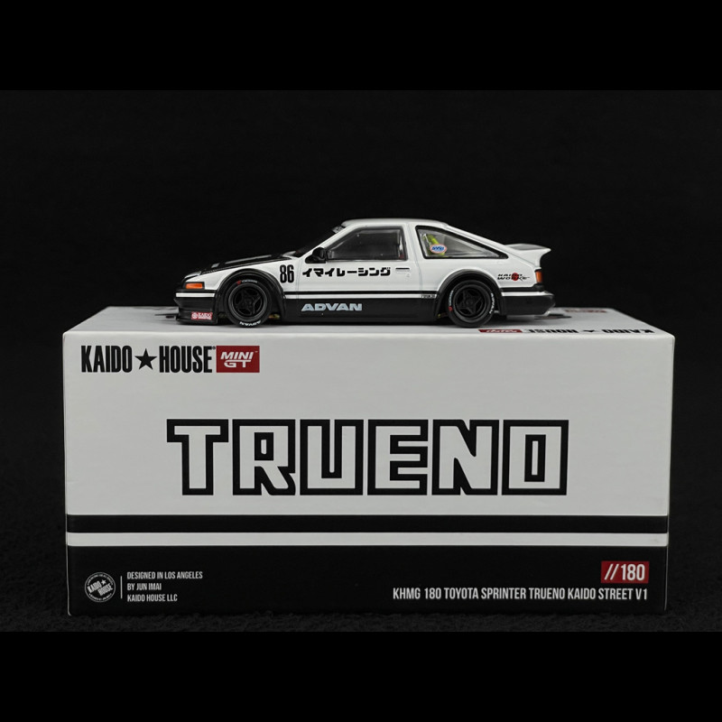 Toyota Sprinter Trueno AE86 n°86 Kaido Works IMAI Racing V1 1983 White 1/64 Mini GT KHMG180