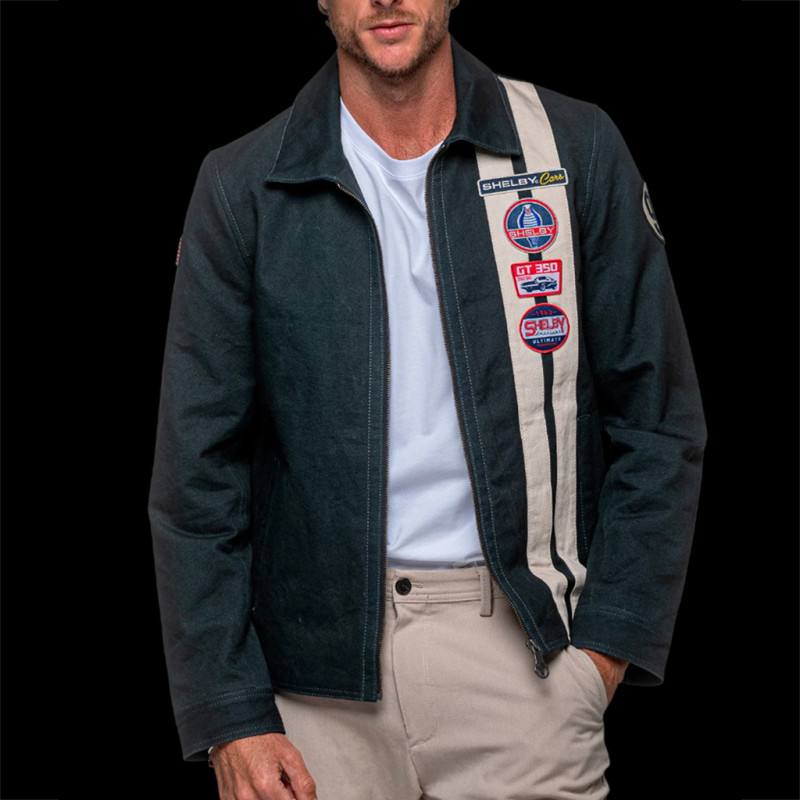 Carroll Shelby Snake Canvas-Jacke Marineblau / Ecru-Streifen - Herren