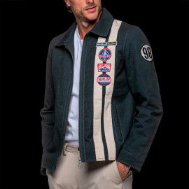 Carroll Shelby Snake Canvas Jacket Navy Blue / Ecru Stripes - Men