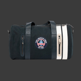 Carroll Shelby Sporttasche Venom aus Leder und Canvas Marineblau / Ecru Streifen