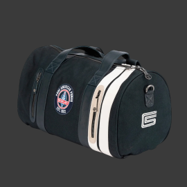 Carroll Shelby Sporttasche Venom aus Leder und Canvas Marineblau / Ecru Streifen