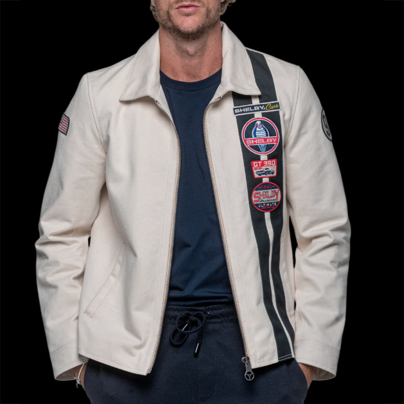 Carroll Shelby Snake Canvas-Jacke Ecru / Marineblaue Streifen - Herren