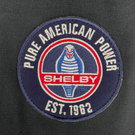 Carroll Shelby Sports Bag Venom in Leather and Canvas Navy Blue / Ecru Stripes