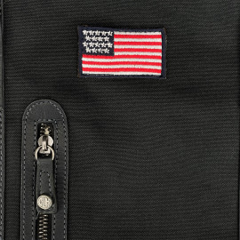 Carroll Shelby Sports Bag Venom in Leather and Canvas Navy Blue / Ecru Stripes