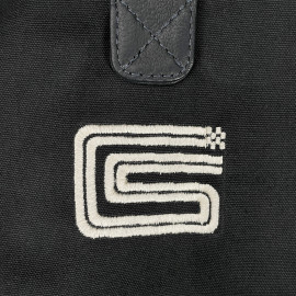 Carroll Shelby Sports Bag Venom in Leather and Canvas Navy Blue / Ecru Stripes