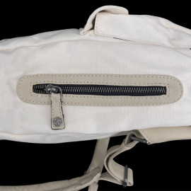 Carroll Shelby GT40 Backpack in Leather and Canvas Ecru / Navy Blue Stripes