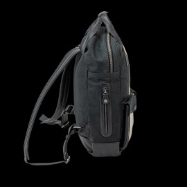 Carroll Shelby Rucksack GT40 aus Leder und Canvas Marineblau / Ecru Streifen