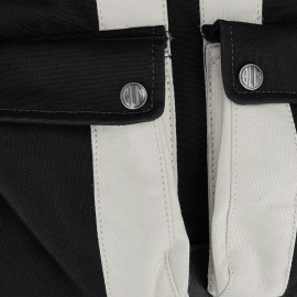 Carroll Shelby Backpack GT40 in Leather and Canvas Navy Blue / Ecru Stripes