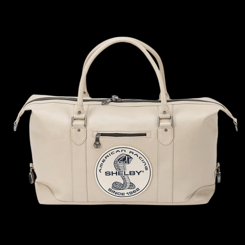 Carroll Shelby Reisetasche Big D 48H aus Leder Sheep Crown Ecru