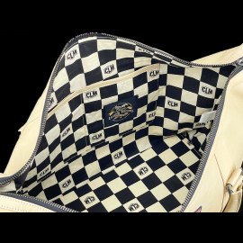 Carroll Shelby Reisetasche Big D 48H aus Leder Sheep Crown Ecru