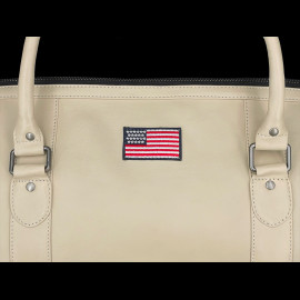 Carroll Shelby Travel Bag Big D 48H in Leather Sheep Crown Ecru