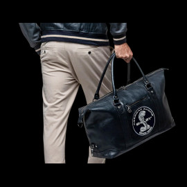 Carroll Shelby Travel Bag Big D 48H in Leather Sheep Crown Navy Blue