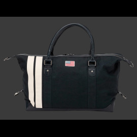 Carroll Shelby Reisetasche V67 48H aus Leder und Canvas Marineblau / Ecru Streifen
