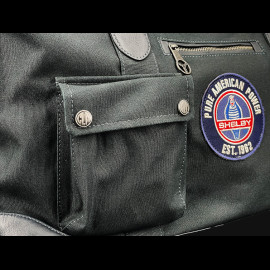 Carroll Shelby Reisetasche V67 48H aus Leder und Canvas Marineblau / Ecru Streifen