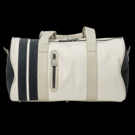 Carroll Shelby Sporttasche Venom aus Leder und Canvas Ecru / Marineblaue Streifen