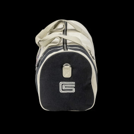 Carroll Shelby Sport Bag Venom in Leather and Canvas Ecru / Navy Blue Stripes