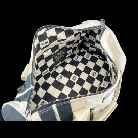 Carroll Shelby Sporttasche Venom aus Leder und Canvas Ecru / Marineblaue Streifen