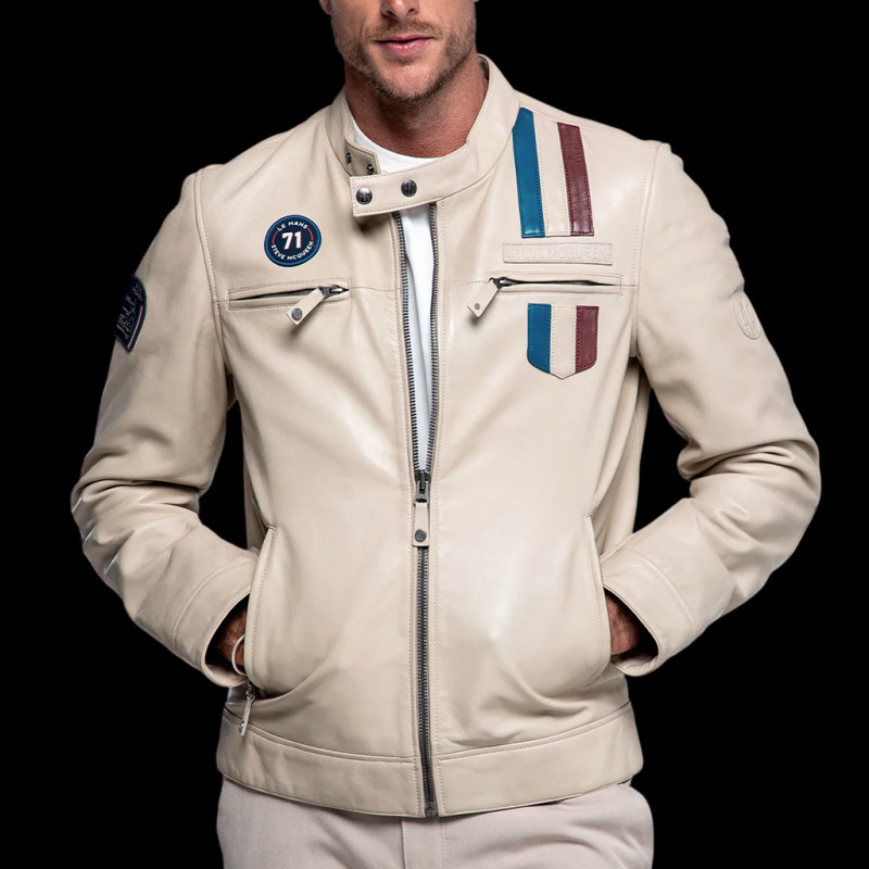 Steve McQueen Lederjacke x 24h Le Mans Austin Ecru 28075-E - Herren