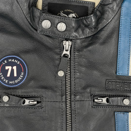 Steve McQueen Leather Jacket x 24h Le Mans Austin Navy Blue 28075-N - Men's