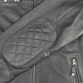 Steve McQueen Leather Jacket x 24h Le Mans Austin Navy Blue 28075-N - Men's