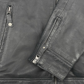 Steve McQueen Leather Jacket x 24h Le Mans Austin Navy Blue 28075-N - Men's