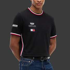Cadillac T-Shirt F1 Team x Tommy Hilfiger mit Dreifarbigen Zierstreifen 2026 Schwarz MN0MN00076BDS - Unisex