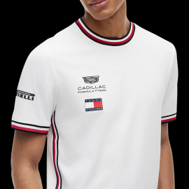 Cadillac T-Shirt F1 Team x Tommy Hilfiger mit Dreifarbigen Zierstreifen 2026 Weiß MN0MN00076YBR - Unisex