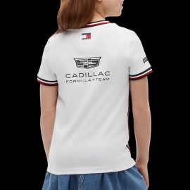 Cadillac T-Shirt F1 Team x Tommy Hilfiger 2026 mit Dreifarbigen Zierstreifen Weiß KS0KS00787YBR - Kinder