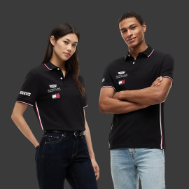 Cadillac Poloshirt F1 Team x Tommy Hilfiger 2026 mit Dreifarbigen Zierstreifen Schwarz MN0MN00072BDS - Unisex