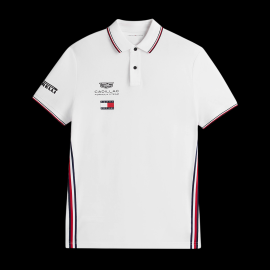 Cadillac Poloshirt F1 Team x Tommy Hilfiger mit Dreifarbigen Zierstreifen 2026 Weiß MN0MN00072YBR - Unisex