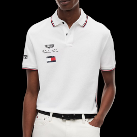 Cadillac Polo Shirt F1 Team x Tommy Hilfiger with Tricolor Trim 2026 White MN0MN00072YBR - Unisex