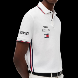 Cadillac Poloshirt F1 Team x Tommy Hilfiger mit Dreifarbigen Zierstreifen 2026 Weiß MN0MN00072YBR - Unisex